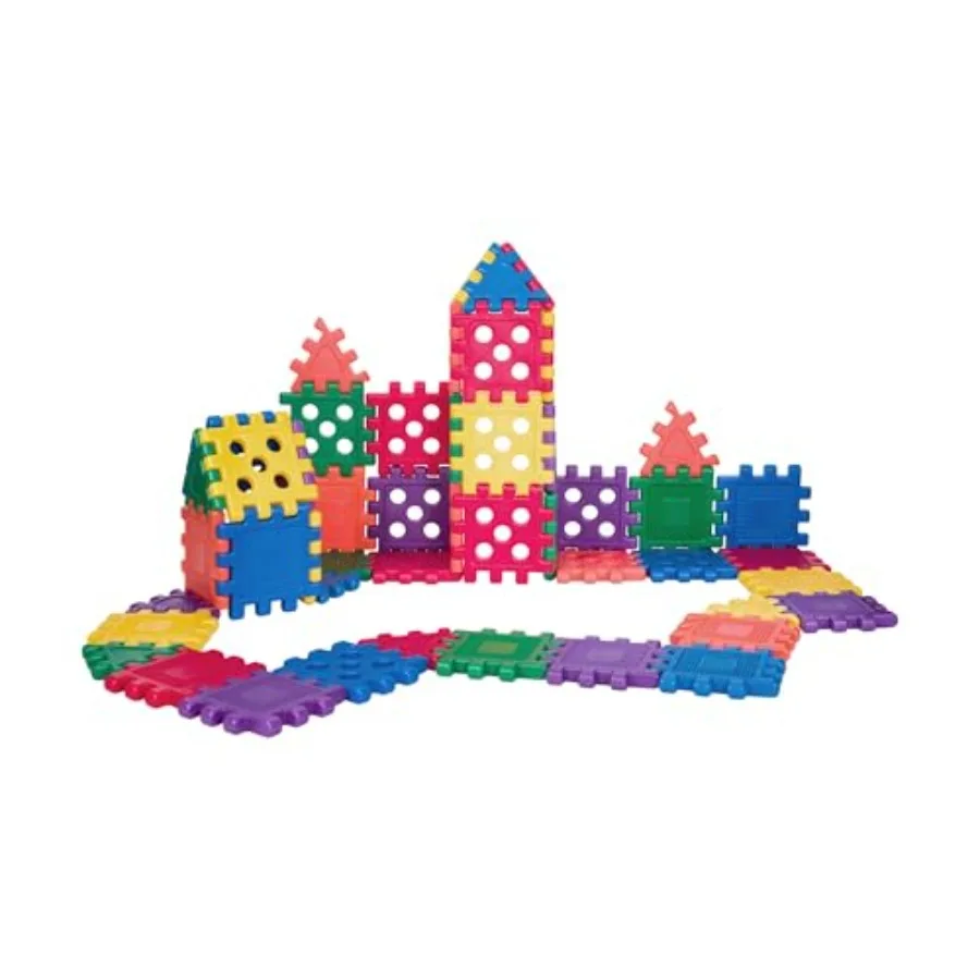 

Oversized Waffle Blocks - 48 Piece Set, Connecting Building Blocks for Kids, Lightweight 12x12 Inch Design, Molded Plastic