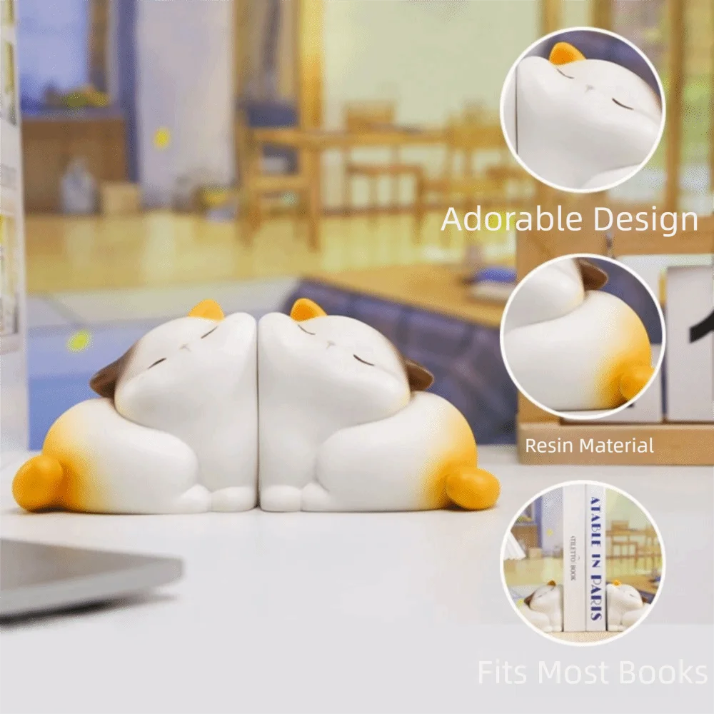 

Modern Cat Shaped Kawaii Book Holder Resin Durable Hug Cat Bookshelf Creative Portable Cat Decorative Bookends Living Room Decor