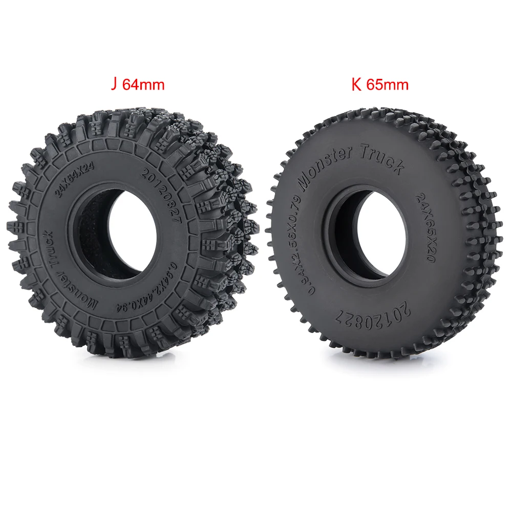 MIBIDAO 4Pcs 1.0inch All Terrain Mud Rubber Wheel Tires for TRX-4M 1/18 Axial SCX24 1/24 RC Crawler Car Upgrade Parts