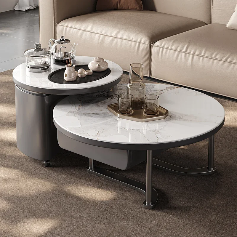 Tea Table, Living Room, Home Office, Minimalist and Luxurious Integrated Light Luxury Rock Slab Small Tea Table