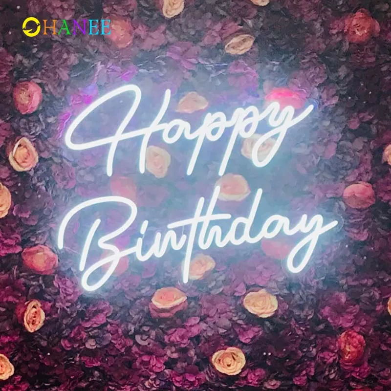 OHANEE Custom Happy Birthday LED Neon Sign for Birthday Party Decor Wall Lights