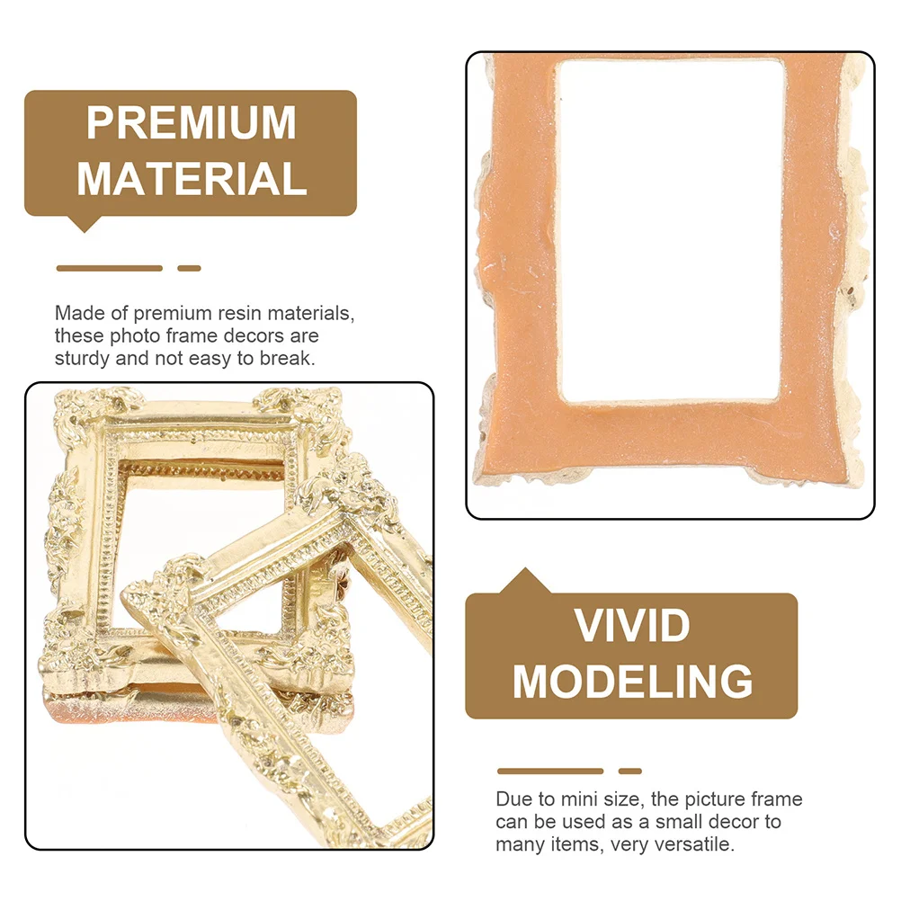 6Pcs Miniature Vintage Resin Photo Frames Retro Design DIY Craft Supplies Phone Case Decor Mini Small Photo Frames