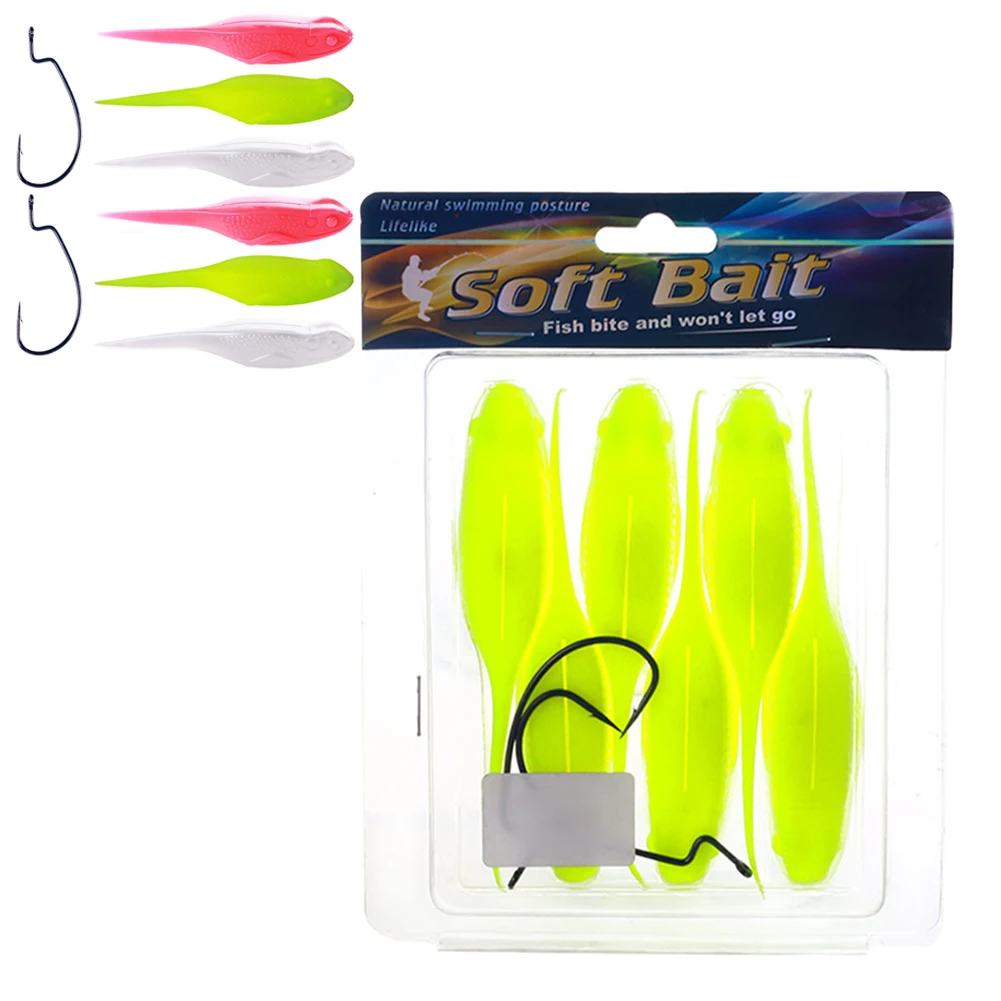 6PCS PVC Spoon Soft Fishing Lures Bass Fishing Gear Fishing Baits 10cm / 13g For Outdoor Freshwater Saltwater Beginners