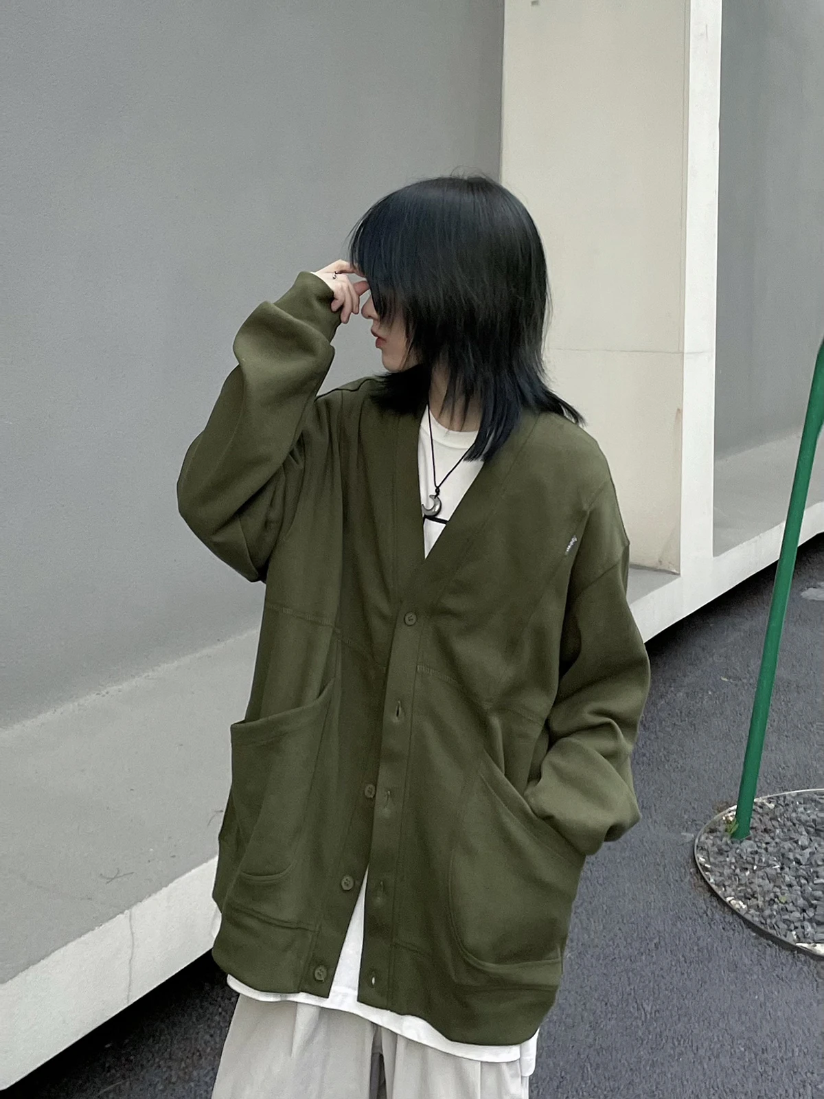 

Loose Casual V-Ne Open Cardigan ex Autumn New Sle y Jaet Lightweight Long Sve Pure Color Youth Sensation