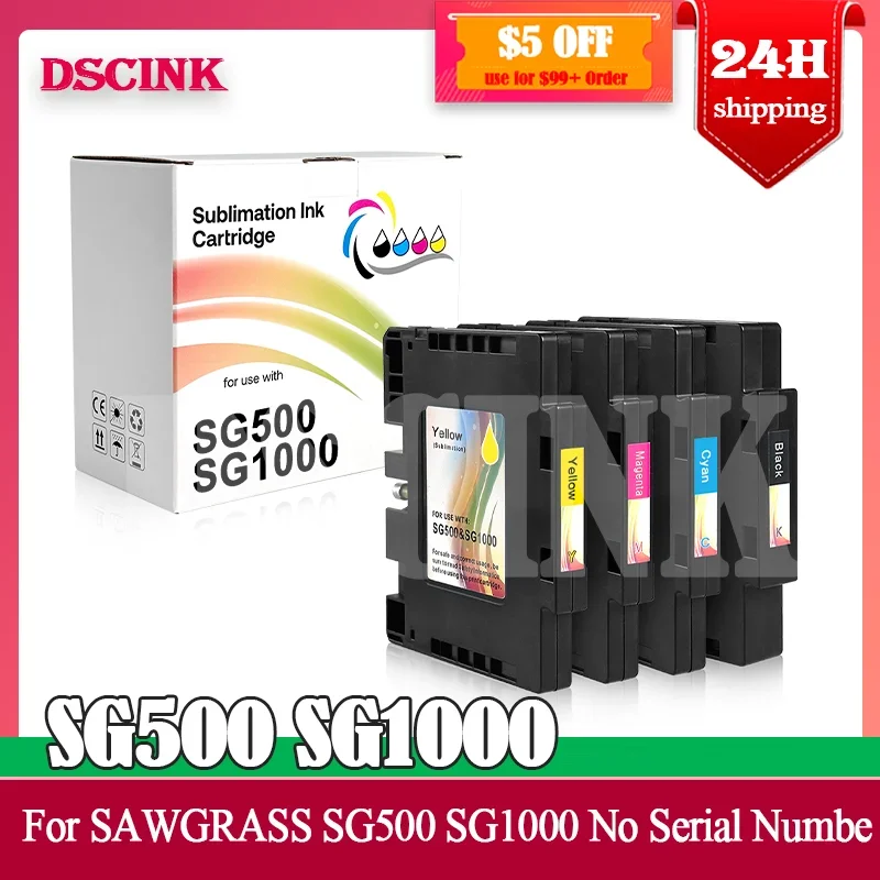 1SET Ink Cartridge For SAWGRASS SG500 SG1000 No Serial Number Compatible Ink Cartridge With Chip Sublimation Ink Plug And Play