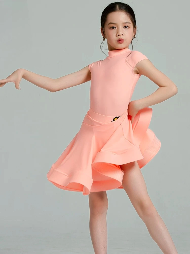2026 Summer Shiny Latin Competition Dress Smooth Cooling Fabric Multi Colors Kid Professional Tournament Stage For Young Dancers view 5
