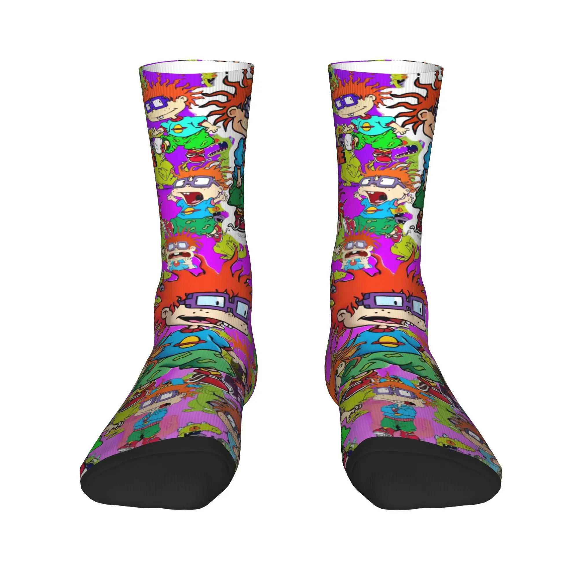 الكرتون Rugrats أنيمي طباعة الجوارب المضادة للانزلاق جوارب النساء الرجال الدافئة لينة تشغيل جوارب رياضية الخريف الرجعية تصميم الجوارب