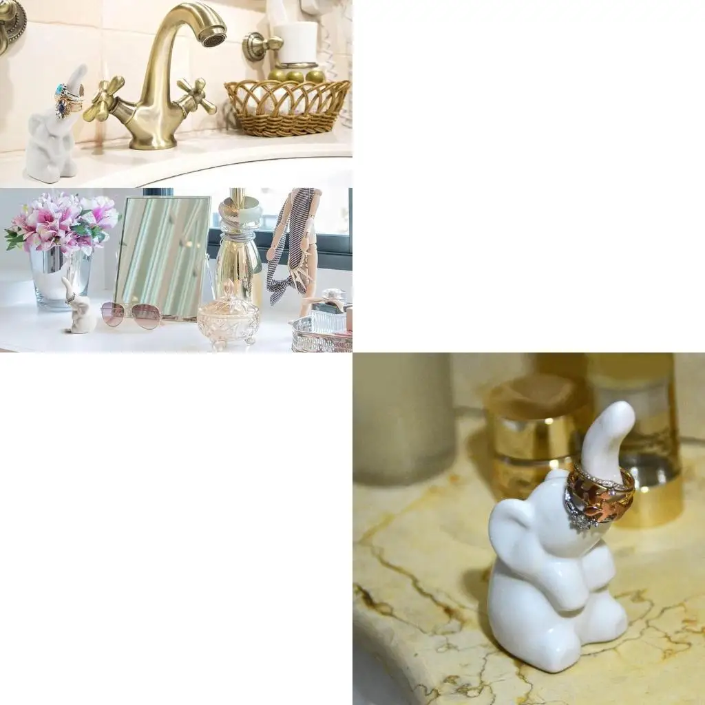 White Elephants Rings Stand Delicate Ceramic Rings Organizers Holder