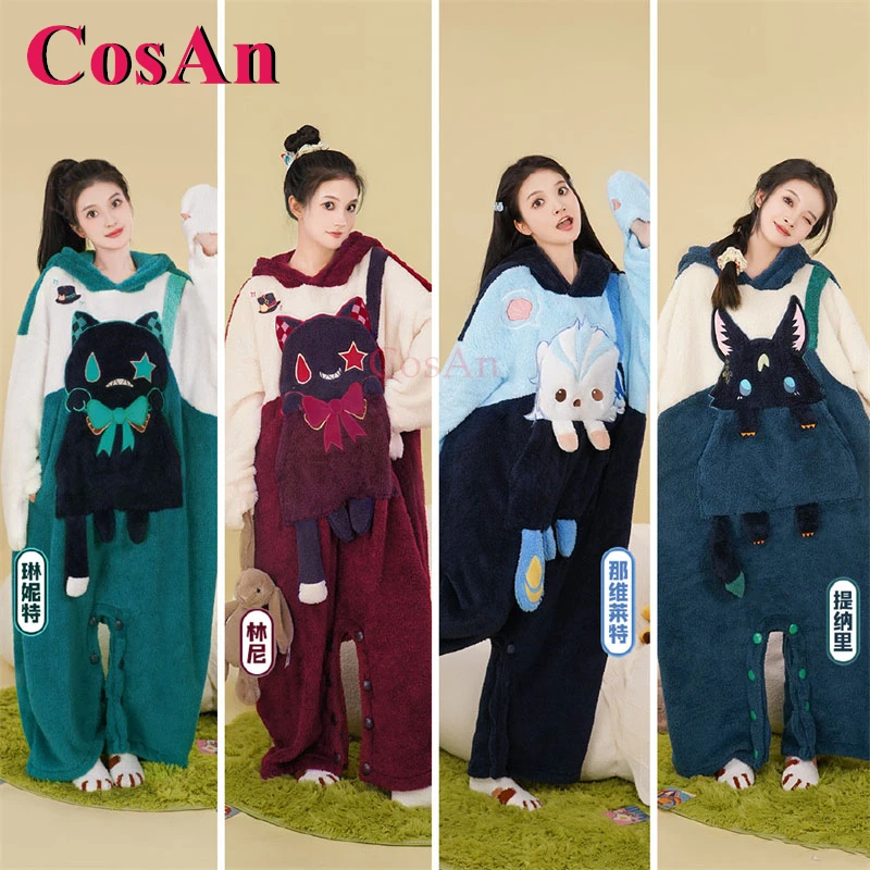 

Костюмы для косплея CosAn Game Genshin Impact: Тигнари/Невиллет/Лини/Линетт, серия «Вечеринка животных», милые пижамы, плюшевая ночная рубашка