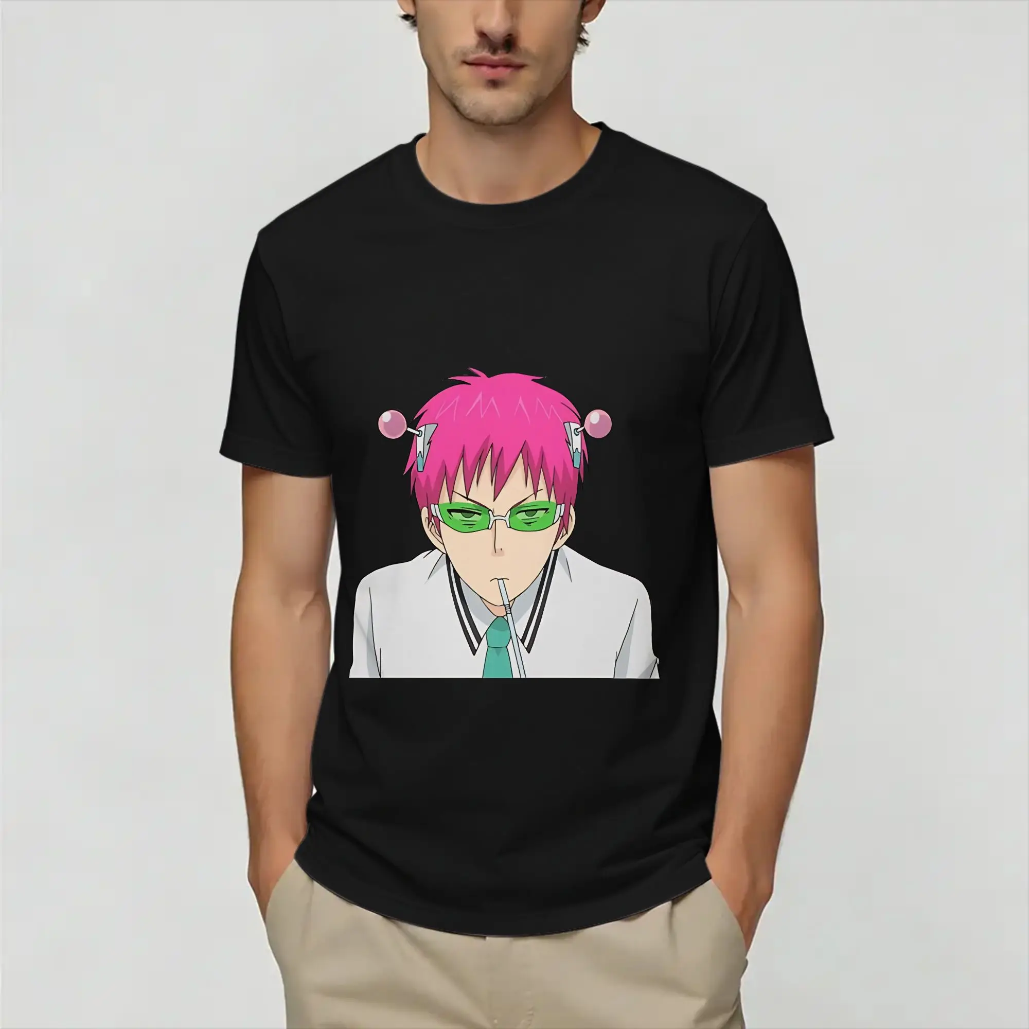 The Disastrous Life of Saiki K  Men T Shirts  Novelty Tee Shirt Short Sleeve Crew Neck T-Shirt Pure Cotton Unique Tops