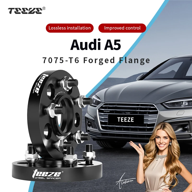 

Teeze 2/4pcs 5x112 66.6 M14 x 1.5 Hub Centric Black Forged wheel spacer For Audi A5 Flange Plate 15/20/25/30/35mm