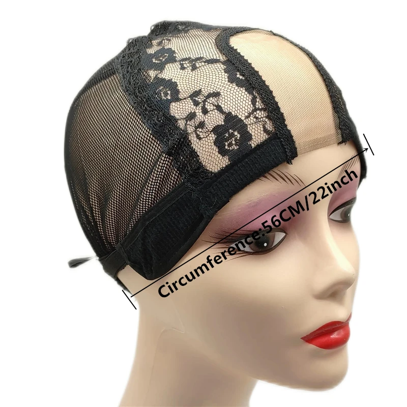 شباك شعر مستعار على شكل حرف U قابلة للتعديل لصنع الشعر المستعار ، قبعة شعر مستعار شبكية بلون أسود ، 2 × 4 بوصة ، 1