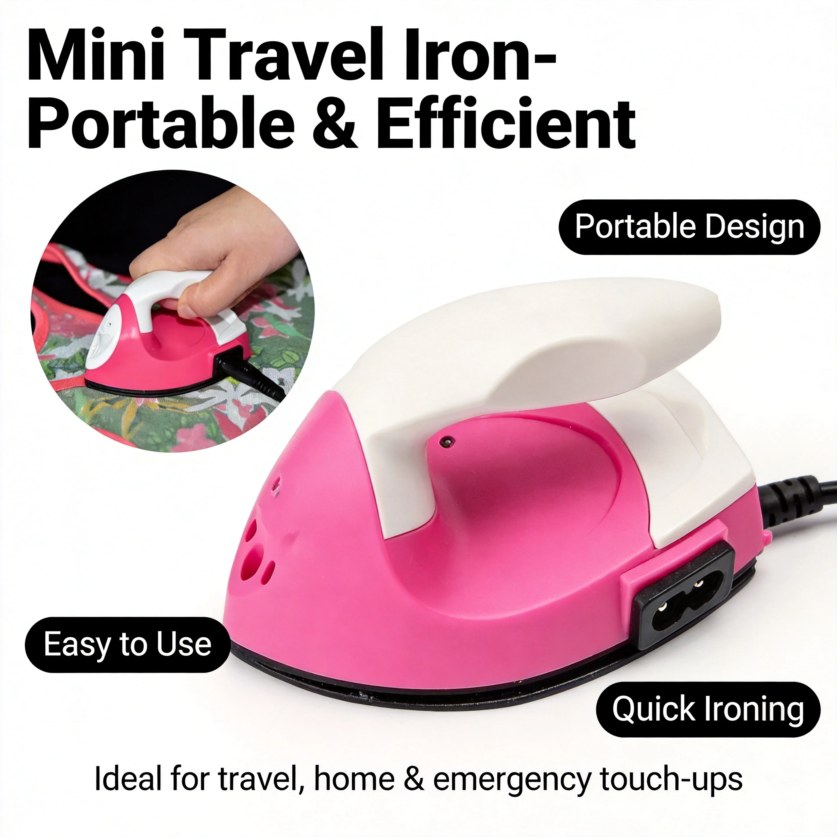 Mini Electric Iron – Portable Travel Craft Iron –Sewing Pad Electric Iron with Protection Cover Household Clothing Iron Supplies
