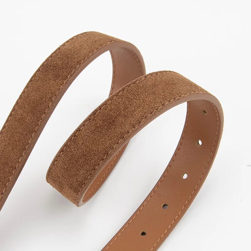 เข็มขัดหนังกลับสำหรับผู้หญิง พร้อมโลโก้ หนังแท้ คอร์เซ็ท สายคาดเอวสำหรับผู้หญิง ใช้กับเสื้อโค้ท ชุดเดรส สายคาดเอวแบบแคบ รุ่น J1637