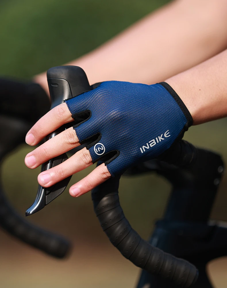 INBIKE Halbfinger-MTB-Handschuhe, Sommer, atmungsaktiv, stoßdämpfend, Fahrradhandschuhe für Männer und Frauen, Rennrad, Fahrradfahren, Handflächenschutz, Mountainbike-Sportzubehör – Detail 16
