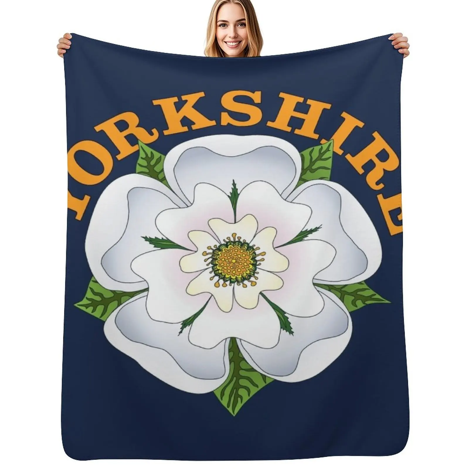 

White Rose of Yorkshire Throw Blanket Sofas Summer Beddings Luxury St Camping Blankets