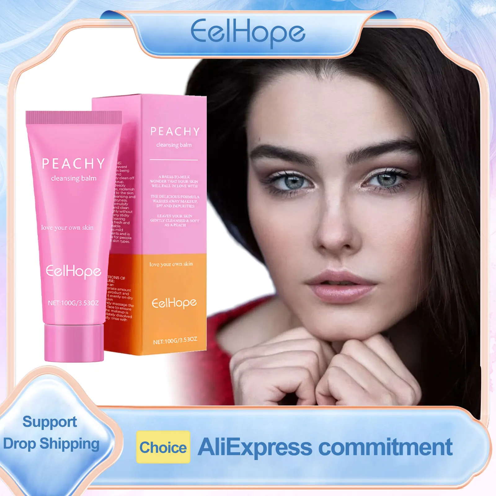 

Eelhope Moisturizing Facial Cleansing Balm Makeup Remover Oil Cleanser Deep Cleansing Skin Soothing Peach Makeup Remover Balm
