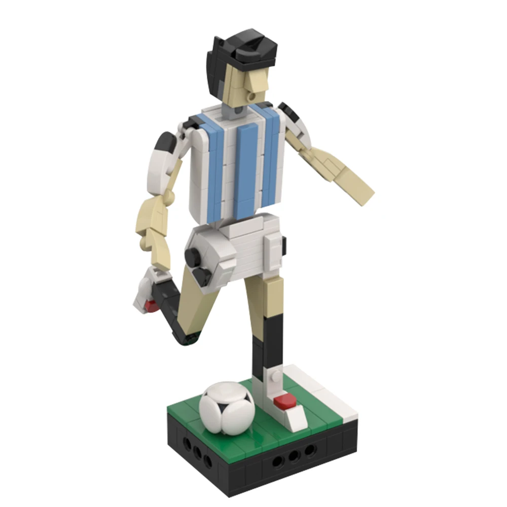 MOC Argentina Soccer Team Player Star Bricks Develop Hobbies Player Messi Champion Model Building Block Kids Toy Birthday Gift