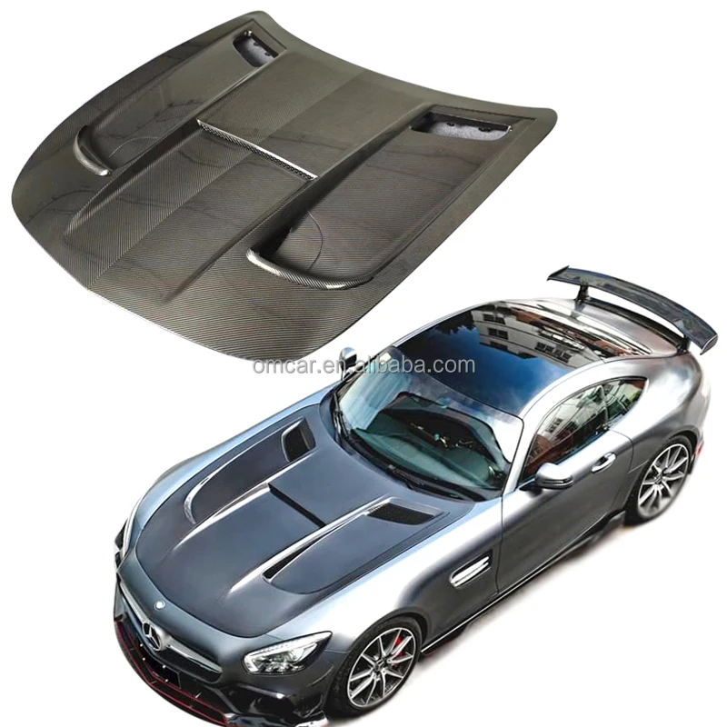 Upgrade To Blsck Series Style Dry Carbon Fiber Front Engine Hood Bonnet Cover For Mercedes Bens AMG GT GTS