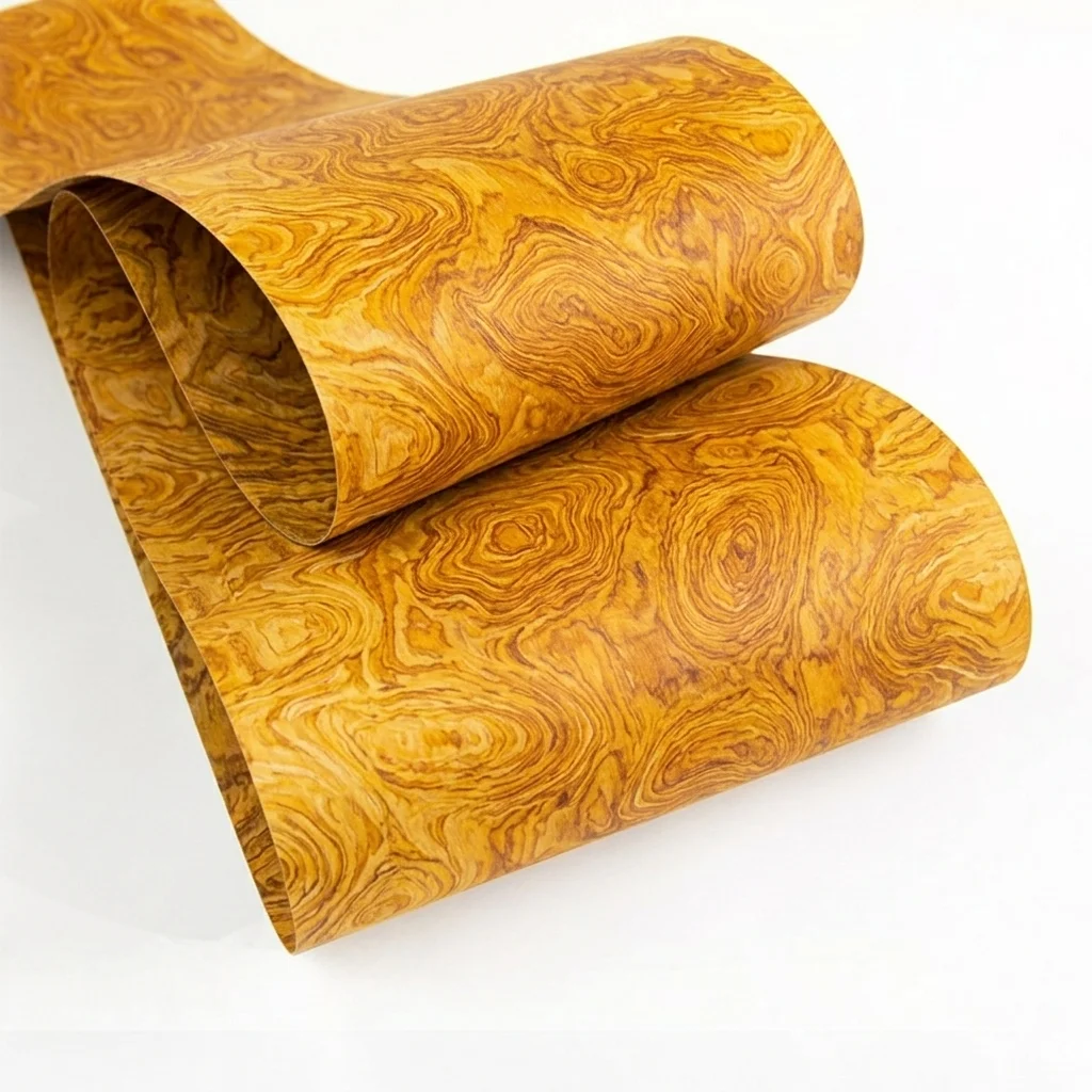 

Декоративный шпон из инженерной древесины Golden Tree Burl 30x250 см для мебели, шкафов, ремонта интерьера, стеновых панелей и дизайнерских проектов