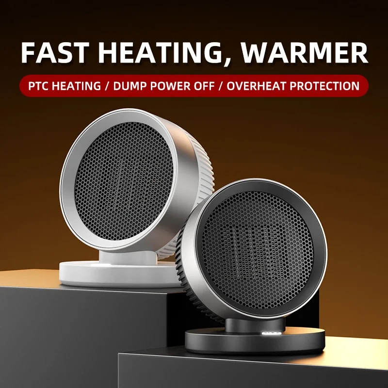 PTC Heater Fan Home Office Electric Heater Portable Desktop Heater 500W Fast Heating Tip Over Protection Low Noise Low Light