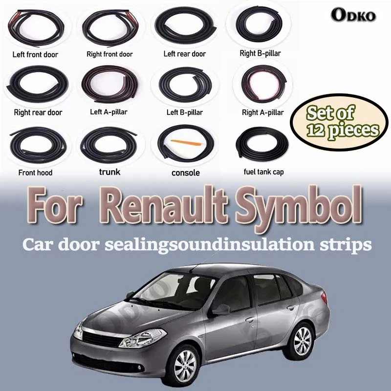 Car Door Seal Strip Rubber Noise Insulation Dustproof Seal Strip Not easy to Fall off For Renault Symbol Car Accessories 12Pcs