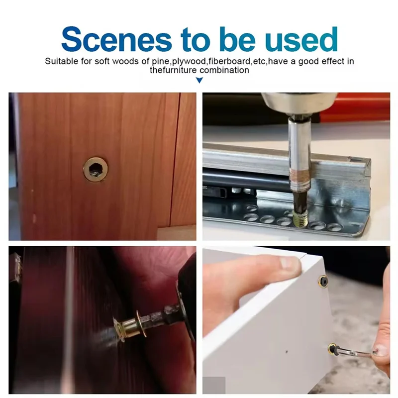 AAAF houten inzetboutbevestigingsconnectoren schroefdraadinzetstukken voor hout voor meubels stoel tafel bureau wiegbed, volledig schroefdraad