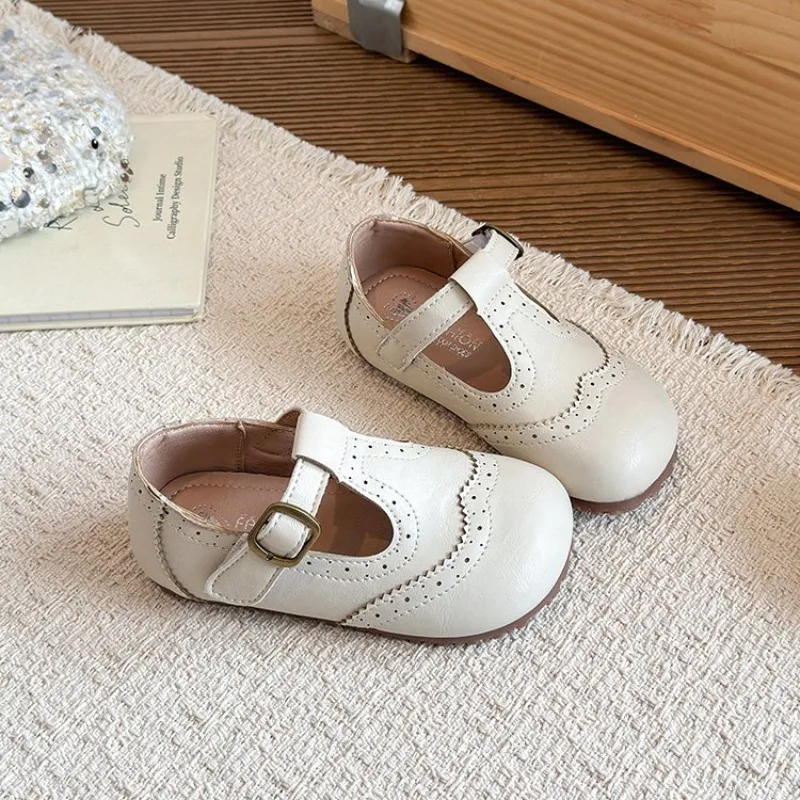 Kinder T-Riemen Lederschuhe Mädchen Prinzessinnen-Schuhe Jungen Atmungsaktive Ballerinas Mary Jane Schwarz Braun Kind Baby Kleinkinder Frühling Herbst – Detail 7