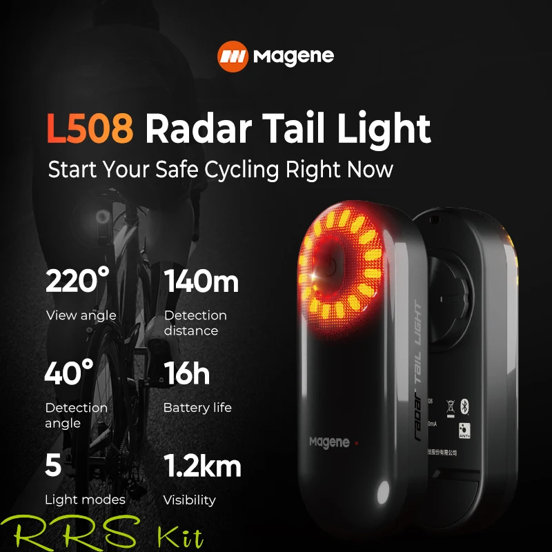 Magene L508 Radar Tail Light Bicycle Rear Brake Sensing Lamp Saddle Seatpost Ebike Waterproof LED Charging Cycling Taillight