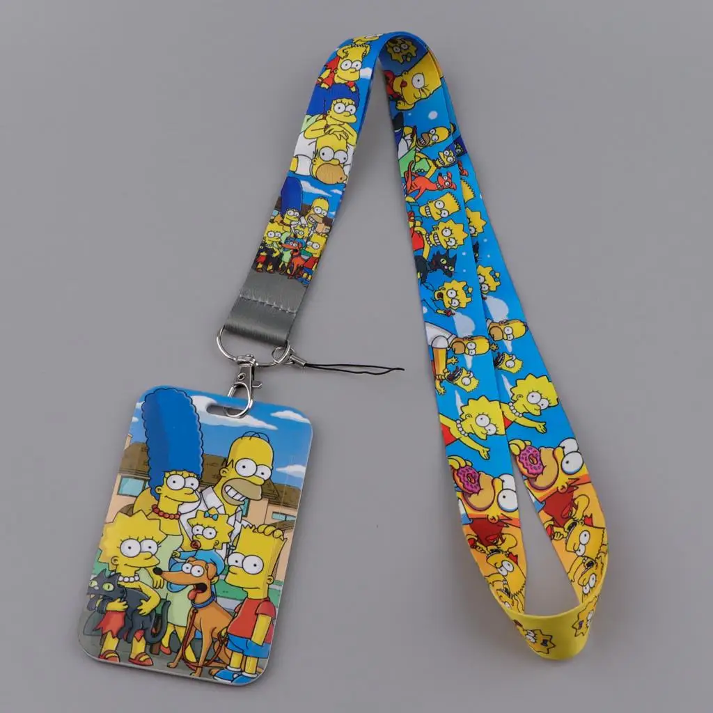 

Funny Family Print Webbing Lanyard Keychain Cute Ribbon Hang Rope Keyring Mobile Phone Charm Neck Straps Key Ring