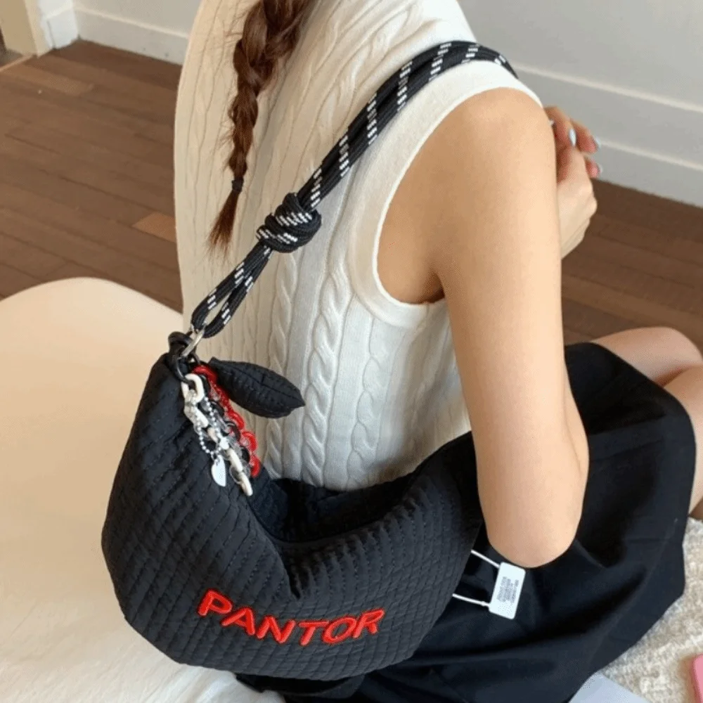 

Simple Korean Letter Shoulder Bag Versatile Adjustable Strap Hobo Crossbody Bag Zipper Stylish Women's Handbag Girls