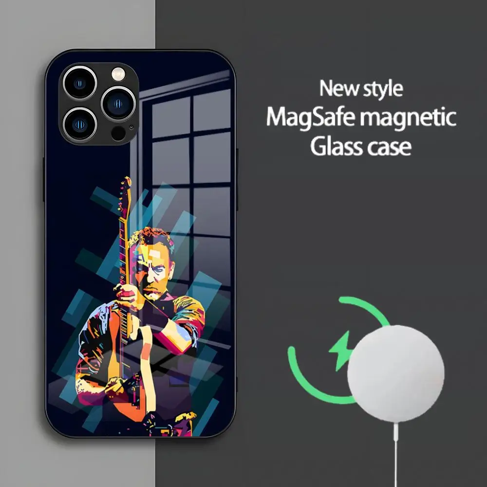 B-Bruce Springsteen Gitarren-Handyhülle für iPhone 17 Air 16 15 14 Plus 13 12 Mini 11 Pro Max Glas Magnetische Hülle