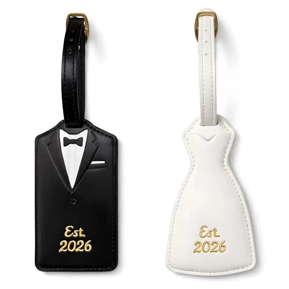 

Luggage Tags for Couples, Bride & Groom Wedding Dress and Tuxedo Suitcase Tags, Luggage Tag for Honeymoon Travel, Bridal Show