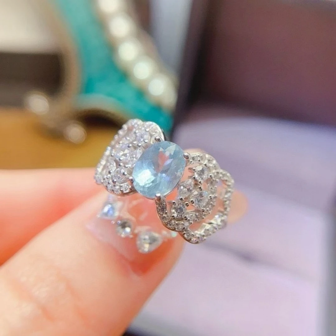 

KJJEAXCMY High End Women's Ring Natural Sapphire S925 Silver with Electroplating Boasting High Clarity Full Brilliance Gift