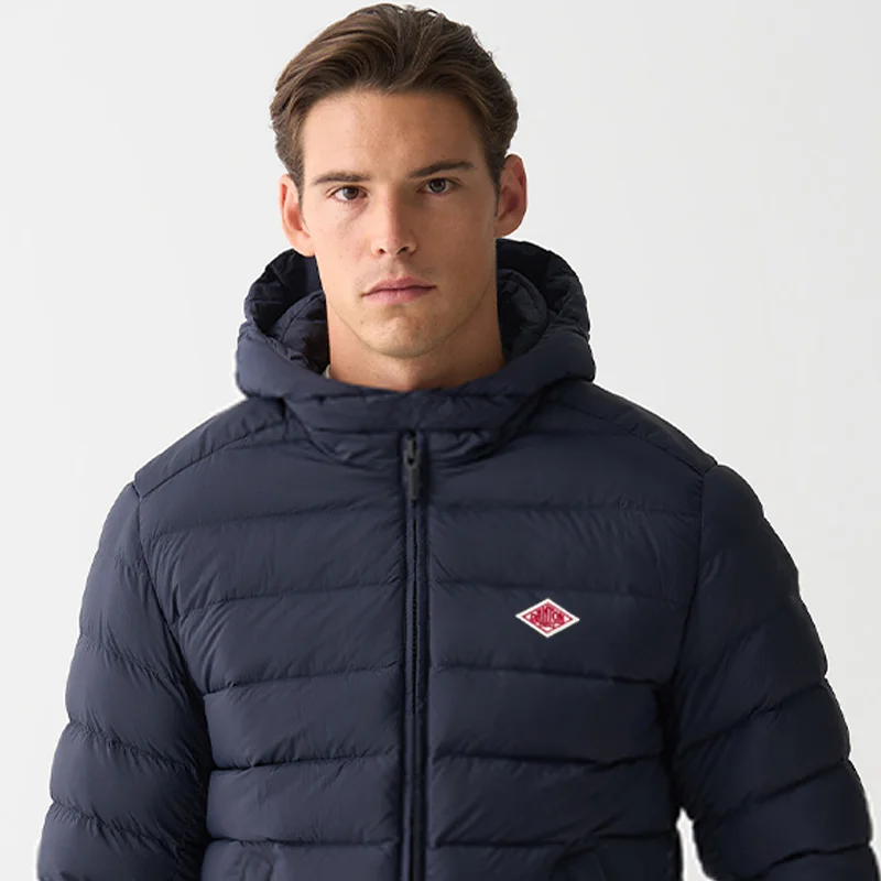 

Autumn Winter Men Women Long sleeves Embroidery logo Zipper Front Going Out Light Thin Hooded Down Jacket Warm And Windproof