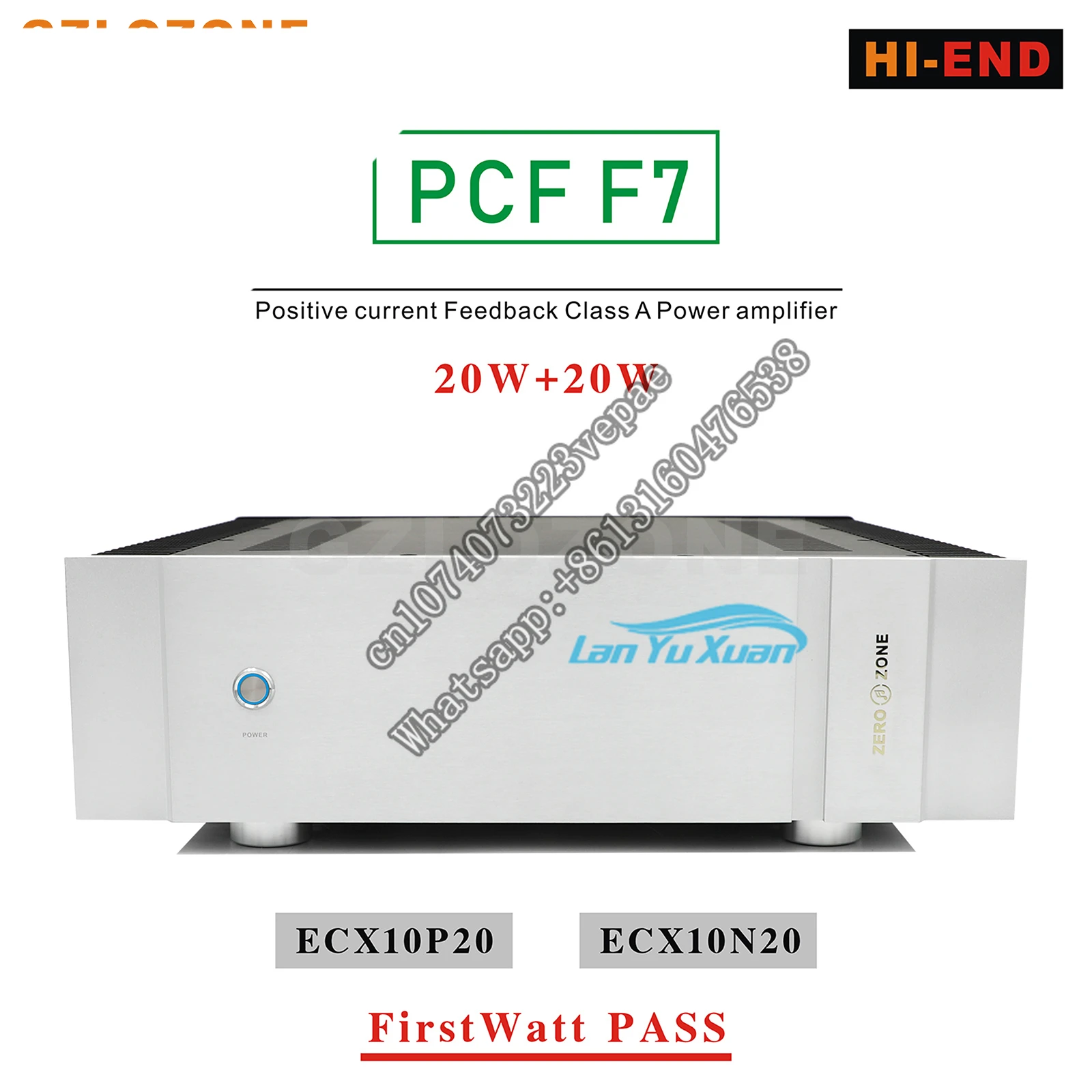 HI-END stereo FirstWatt PASS PCF F7 Positive current Feedback ECX10N20 / ECX10P20 Class A power amplifier 20W+20W