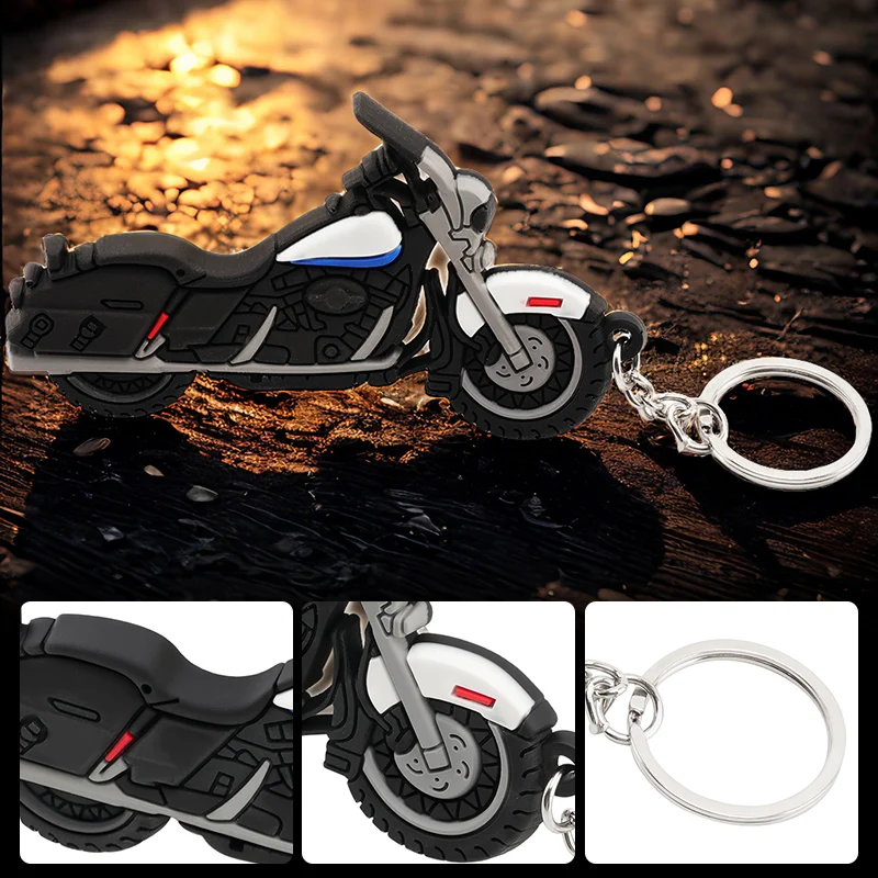 

1pc Motorcycle Model Vehicle Keychain Rubber Motorbike Keychain Keyring Key Ring Gift Accessories