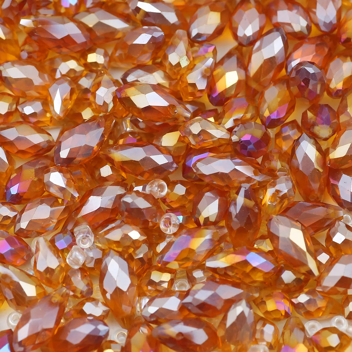 5/6/8MM Wassertropfen Medium Bernstein AB Farbe Seite-loch Österreichischen Kristall Lose Perlen Spacer für DIY Schmuck Machen Zubehör