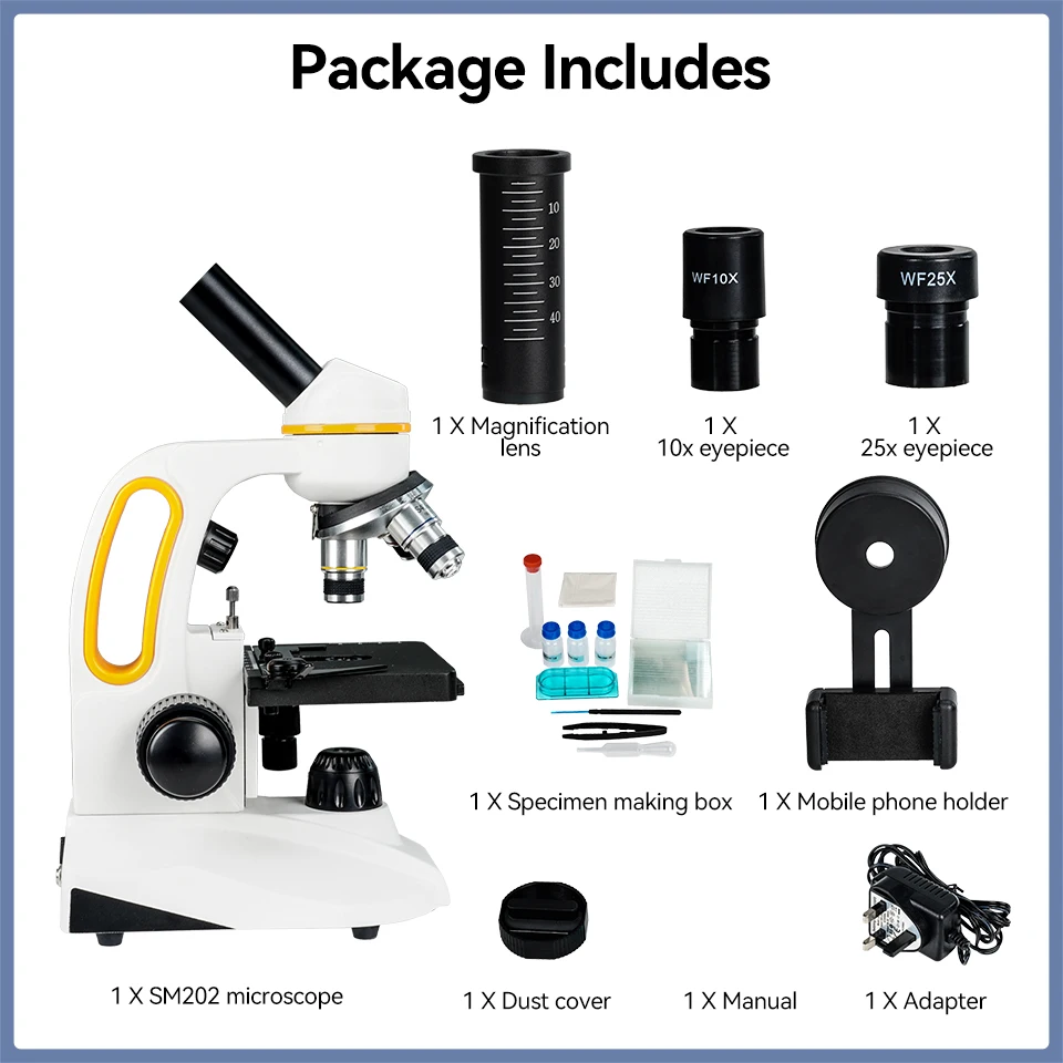 Imagem -06 - Svbony Sm202 Microscópio Composto Monocular Portátil com Ampliação de 402000x Portátil para Atividades de Monitoramento Agrícola