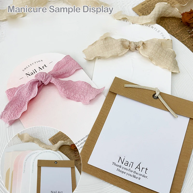 1PCS Handmade False Nail Design Swatch Show Card Manicure Sample Display Salon Press-On Nail Packaging Display With Tie Bags