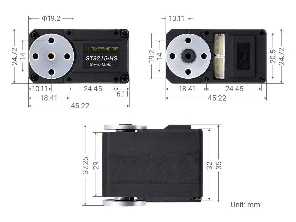 

Waveshare 20kg.cm ST3215-HS Bus Servo Motor, 106PRM High Speed, Large Torque, With 360 Degrees High Precision Magnetic Encoder