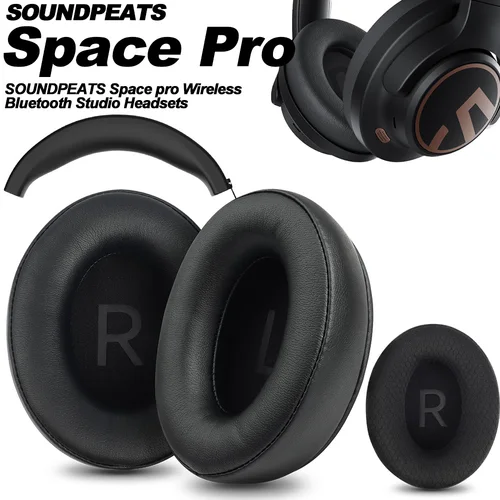 Almohadillas para auriculares SOUNDPEATS Space pro, almohadillas de repuesto para auriculares, orejeras de tela, cubiertas de memoria, proteína de esponja