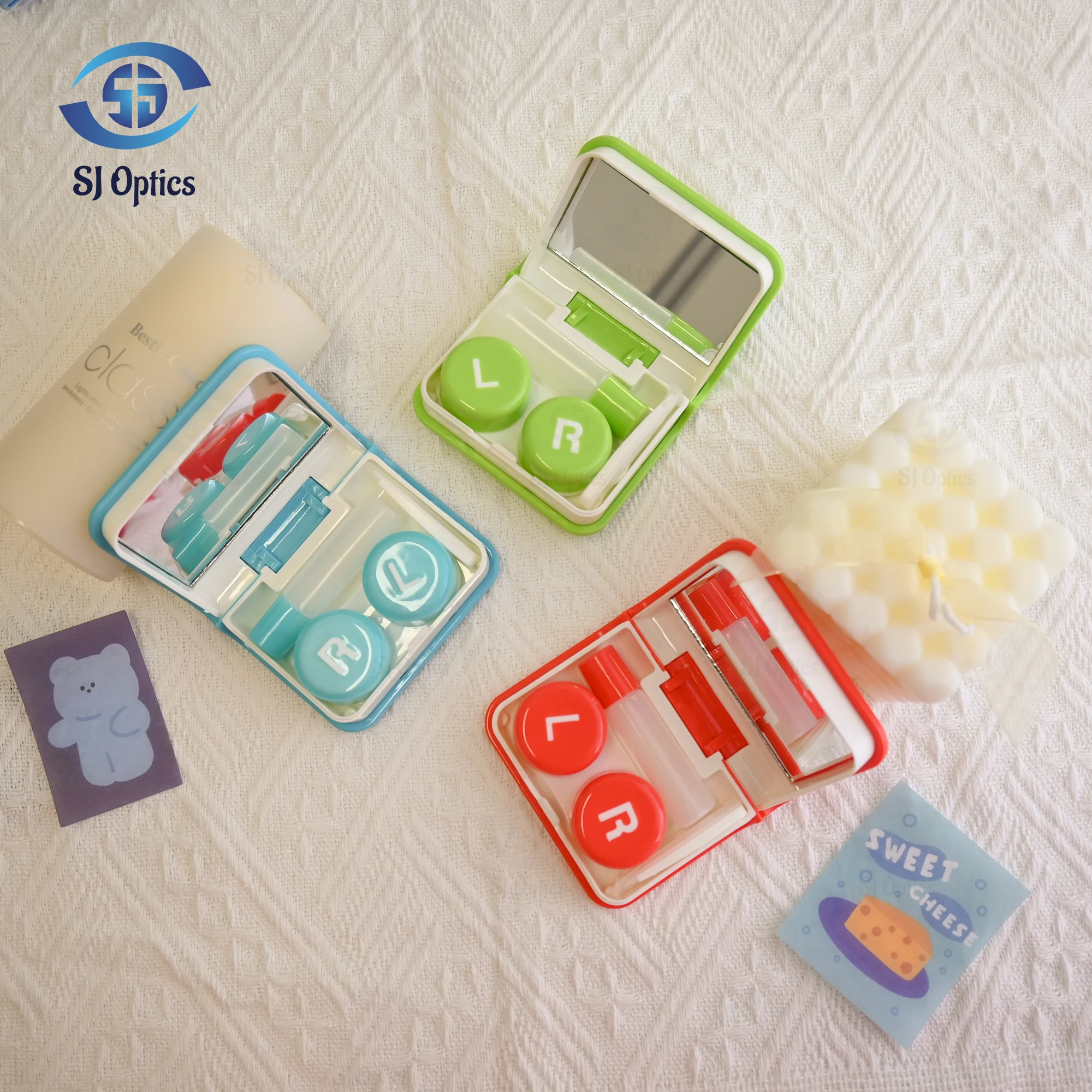 1 Pc Rectangle Shape Note Book Contact Lens Case Solid Color Travel Contacts Colored Lenses