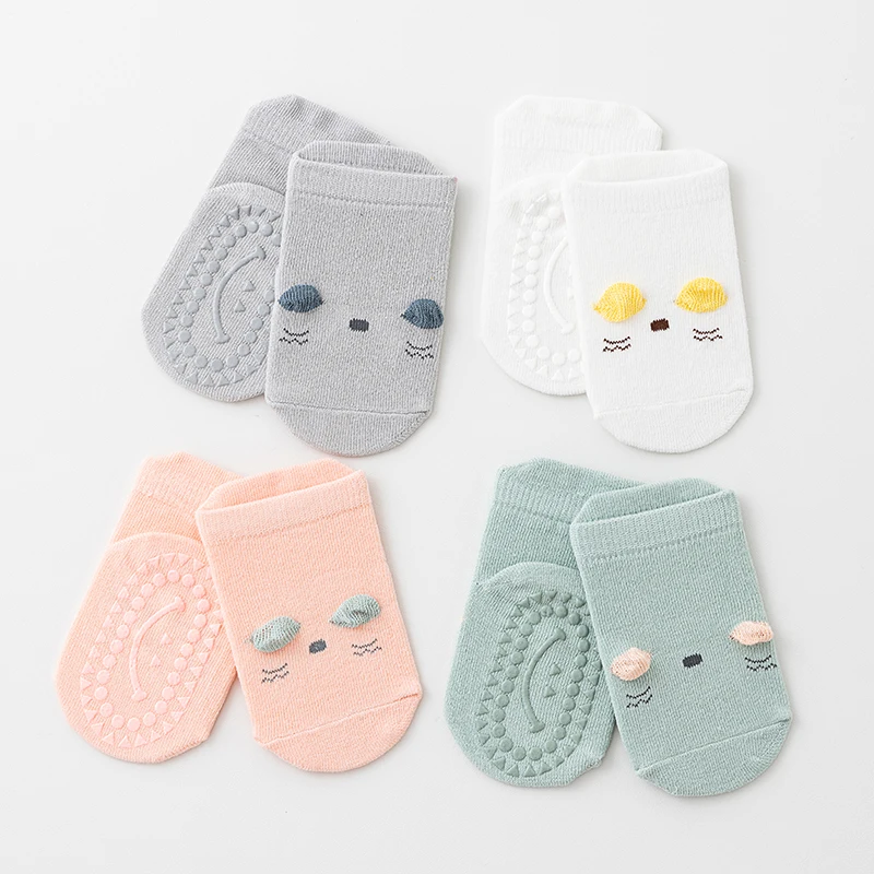 3 Pairs/lot 0-3Y Baby Socks Spring Autumn Pure Cotton Newborn Kids Socks Walking Non Slip Cartoon Low Tube Children's Socks