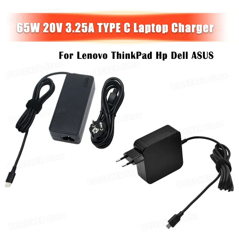 

20V 3.25A USB C Interface Power Supply Adapters For Lenovo ThinkPad Hp Yoga Dell ASUS Fast Charge 65W 45W TYPE C Laptop Charger