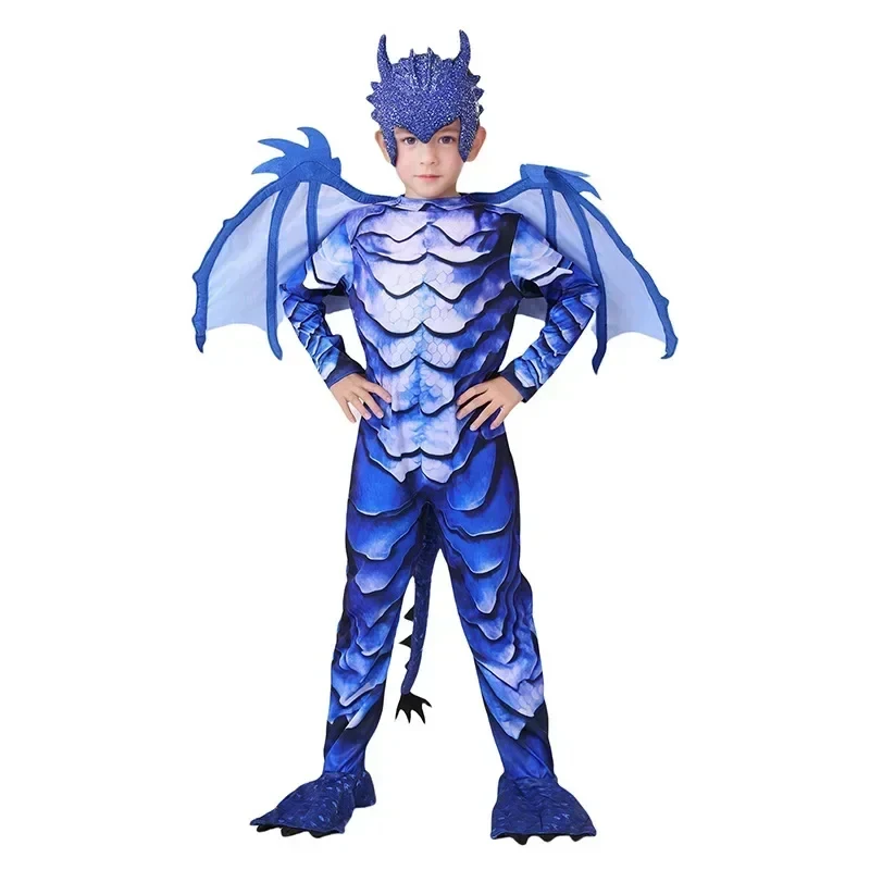 

ABC123Sydanne New Kids Frost Dragon Knight Jumpsuit Mask Suit Cosplay Boys Dinosaur Performance Costume Hallos,3'f.5;j.8