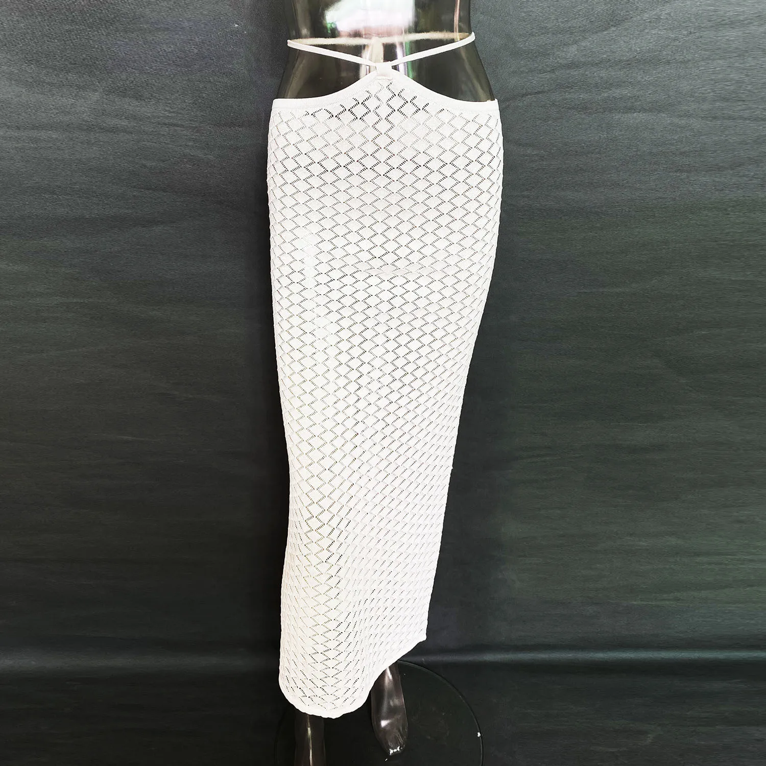 

Beachwear Designer Skirts 2023 Summer Hollow Waist Lace up Beach Skirt Women Summer Beach Holiday Clothes Outfits White Black