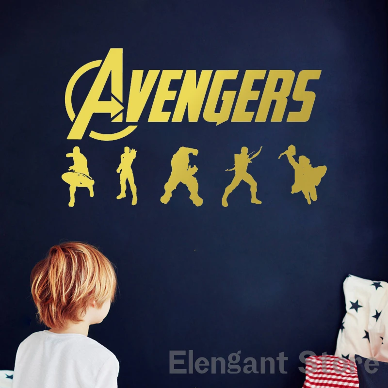 The Avengers Vinyl Sticker For Boy Bedroom Wall Decoration , Cartoon Super Hero Mural Decals For Laptop Car Window Decor