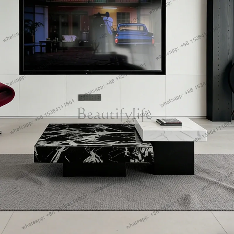 

Rock slab coffee table Italian minimalist square size coffee table combination