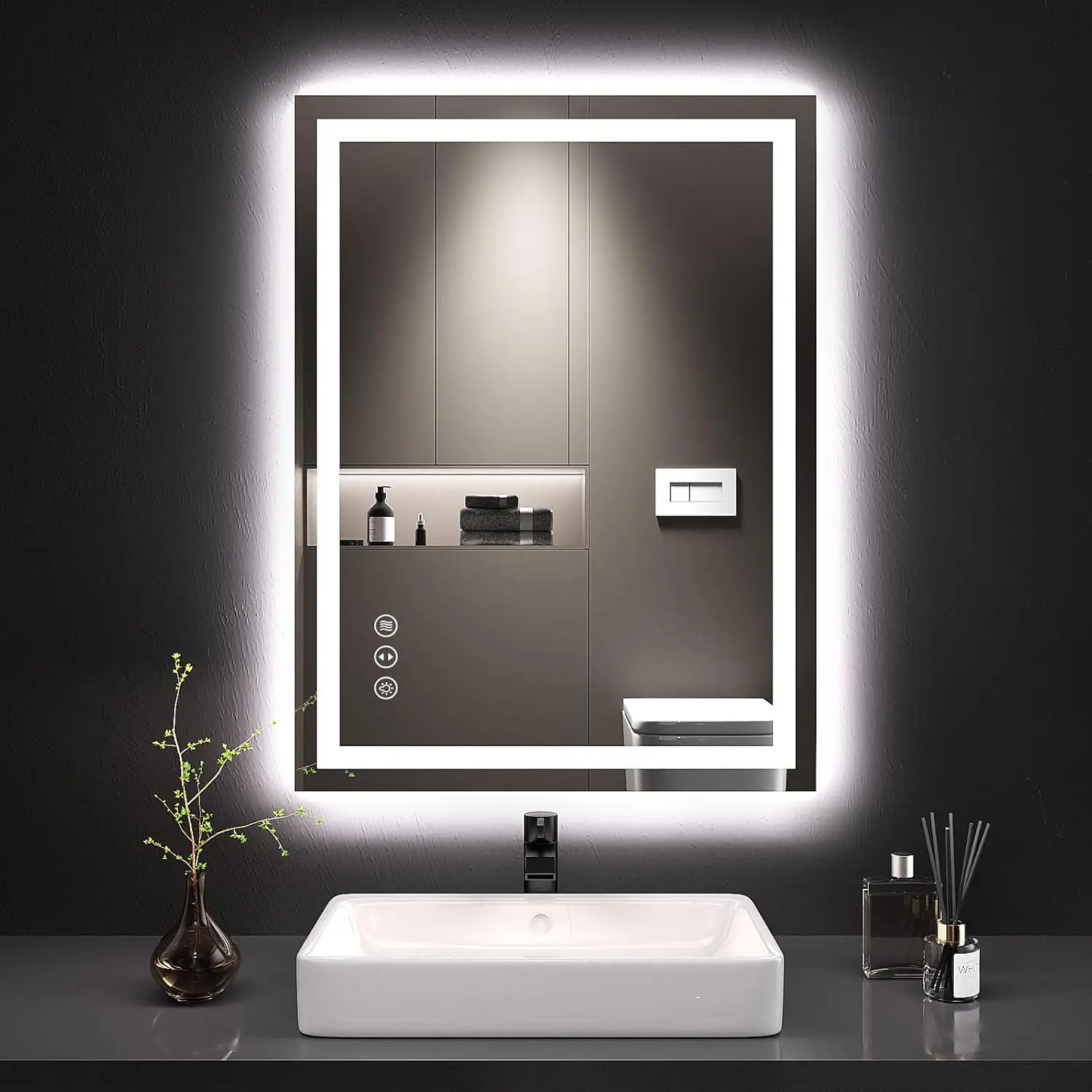 Loaao 24X32 Led Bathroom Mirror With Lights, Anti-Fog, Dimmable, Backlit + Front Lit, Lighted Bathroom Vanity Mirror For Wall,